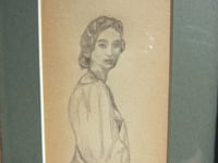 Image 2 of Small Pencil Drawing, Jeune Italienne Woman by V Hart after Corot, in Antique Frame Sized 11 x 6 ins