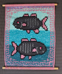 Image 1 of Two fish crochet tapestry