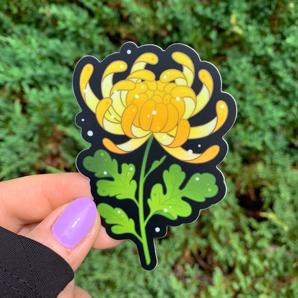 Image of MATTE Yellow Chrysanthemum STICKER