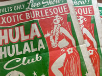 Image 2 of Hula Hulala Exotic Burlesque Linocut Print (Tiki, Sailor and Hula edition) FREE SHIPPING 