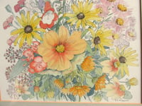 Image 4 of Vintage Watercolour Painting, Wildflower Bouquet by B. E. Hodgson c1970s-80s, Frame Size 19 x 16 ins