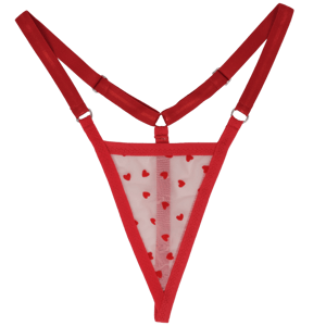 Red Velvet Heart Mesh G-String