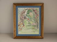 Image 1 of Vintage Watercolour Painting, Flower Garden by N Arnold Craft in Frame Sized 15 1/2 x 13 1/8 ins 