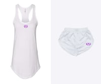 Image 2 of Women's Gathered Racerback Tank Tank Top and Nylon Taffeta Short Collection | White 