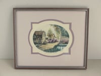 Image 1 of Small Watercolour Painted Etching Print, Les Lilas by Alain Fare, Framed Size 13 x 10 3/4 ins 