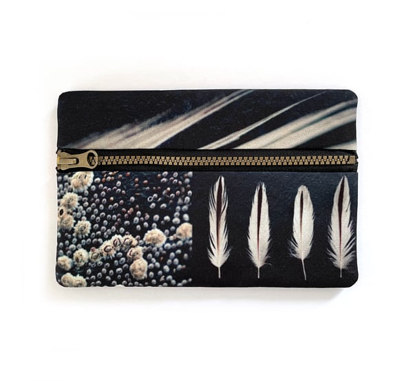 Image of Barnacle feathers, rectangular zipper purse