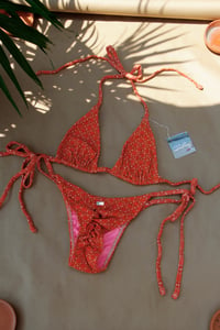 Image 1 of ♲ Orange Cotton Bikini Set - M Top / L Bottom 