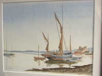 Image 2 of Vintage Watercolour Painting, Sailing Boats by B. Shaw, in Frame Sized 13 3/4 x 11 3/4 ins 