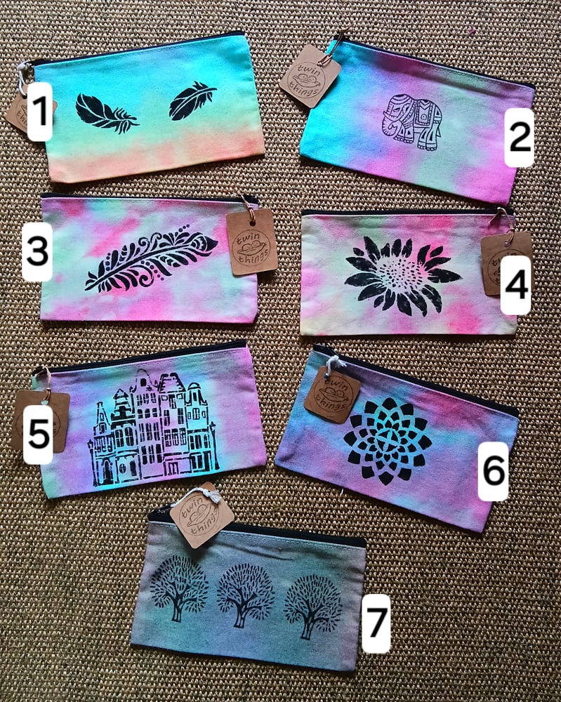 Image of Tie dyed, stencilled canvas bag