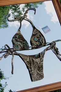 Image 4 of ♲ Green Paisley Bikini Set - XL Top / L Bottom 