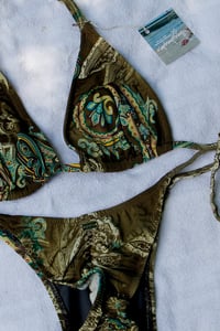 Image 5 of ♲ Green Paisley Bikini Set - XL Top / L Bottom 