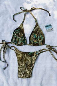 Image 6 of ♲ Green Paisley Bikini Set - XL Top / L Bottom 