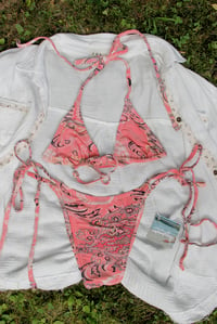 Image 1 of ♲ Pink Paisley Bikini Set - M Top / L Bottom 