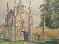 Image 3 of Vintage Small Watercolour Painting, York Bishopthorpe Palace Gateway by Ingram 1963, Framed