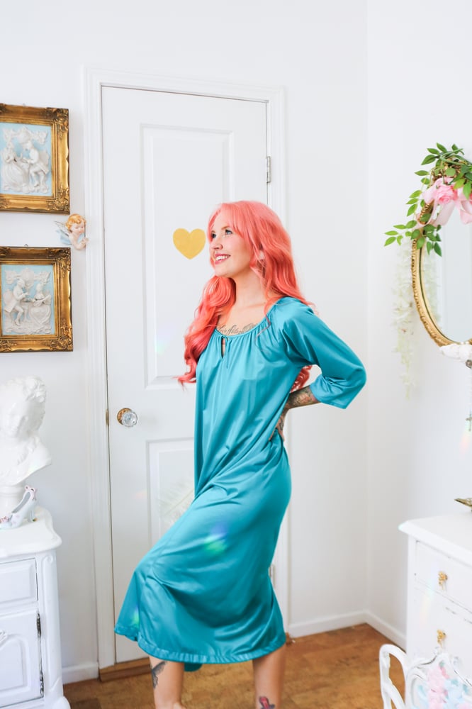 Image of Anthony Richards Floor Length Vibrant Blue Nightgown (Medium-Large)