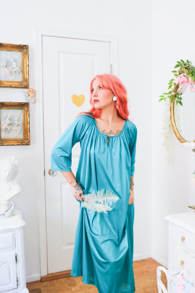 Image of Anthony Richards Floor Length Vibrant Blue Nightgown (Medium-Large)