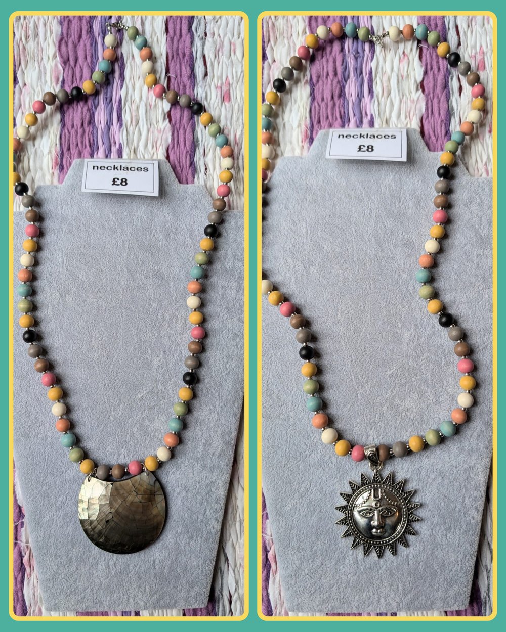 Image of Wooden bead necklace with pendant