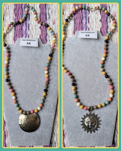 Image of Wooden bead necklace with pendant