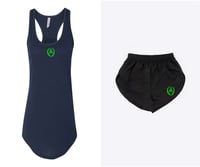 Image 1 of Women's Gathered Racerback Tank Tank Top and Nylon Taffeta Short Collection | Black
