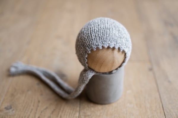 Image of Light Grey Airy Bonnet with Picot Brim  {WRAP AVAILABLE}