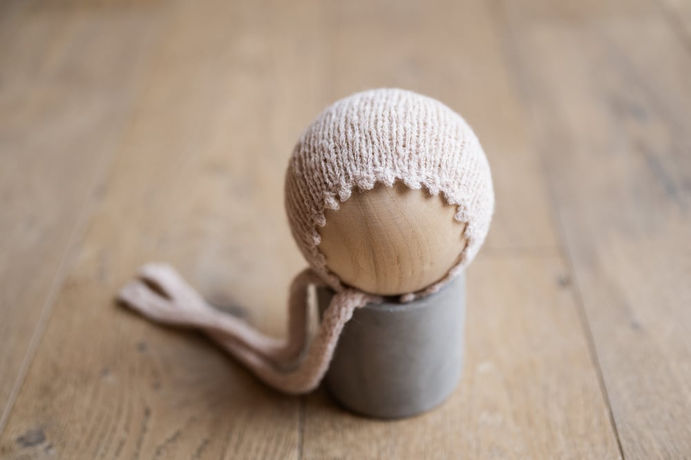 Image of Oatmeal Airy Picot Brim Bonnet  {WRAP AVAILABLE}