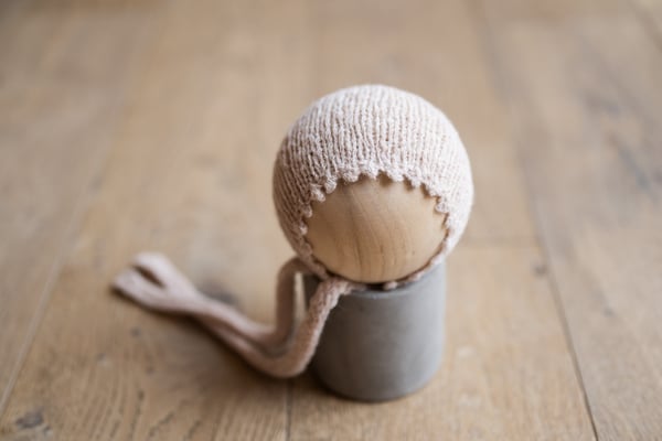 Image of Oatmeal Airy Picot Brim Bonnet  {WRAP AVAILABLE}