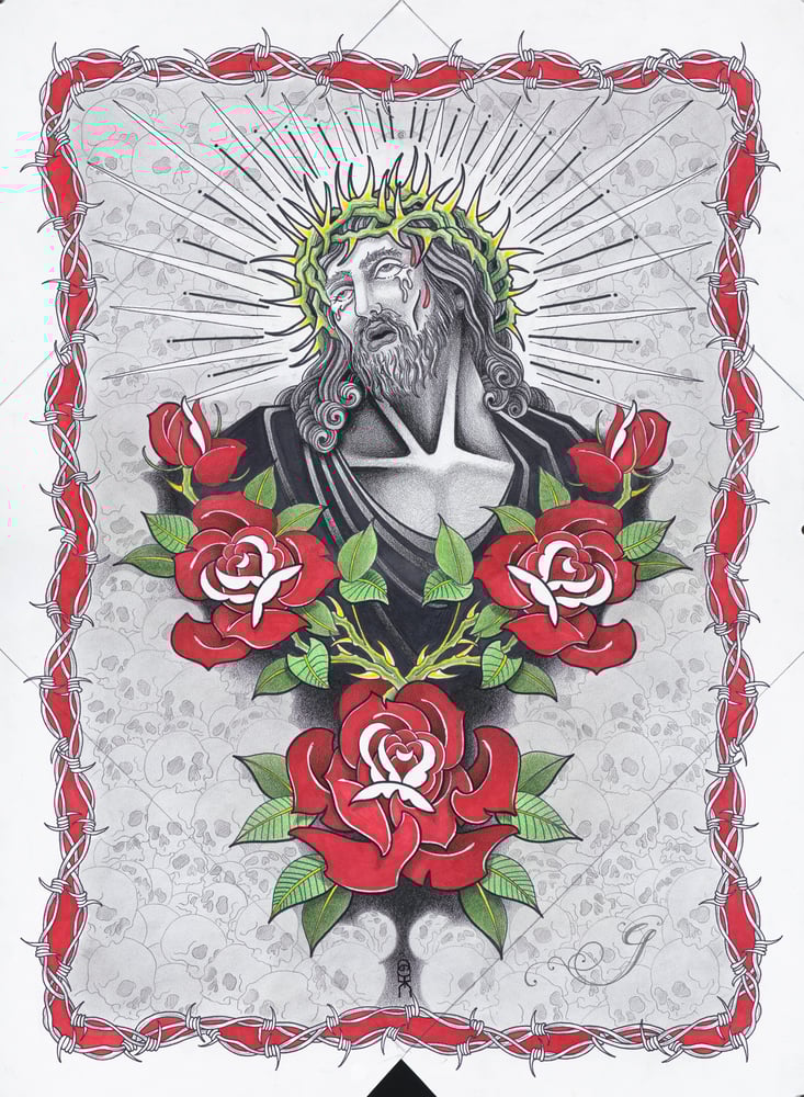Image of Jesus and roses