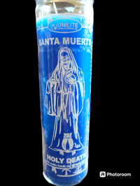 Image 1 of Blue Santa Muerte Candle 