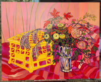 Image 1 of Yellow Milk Crate and Large Arrangement.