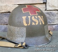 Image 5 of WWII NAVY Helmet U.S.N. Medic D-Day Normandy. M-1 Type Helmet. 