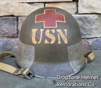 Image 7 of WWII NAVY Helmet U.S.N. Medic D-Day Normandy. M-1 Type Helmet.