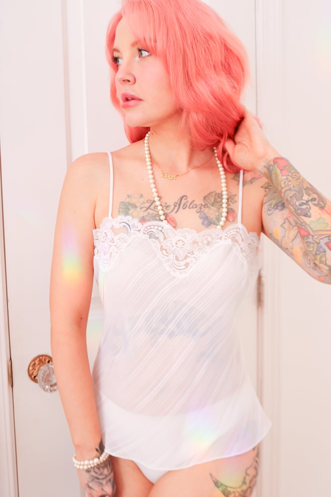 Image of Vintage Parisian Maid See-Through White Ethereal Top (Large)