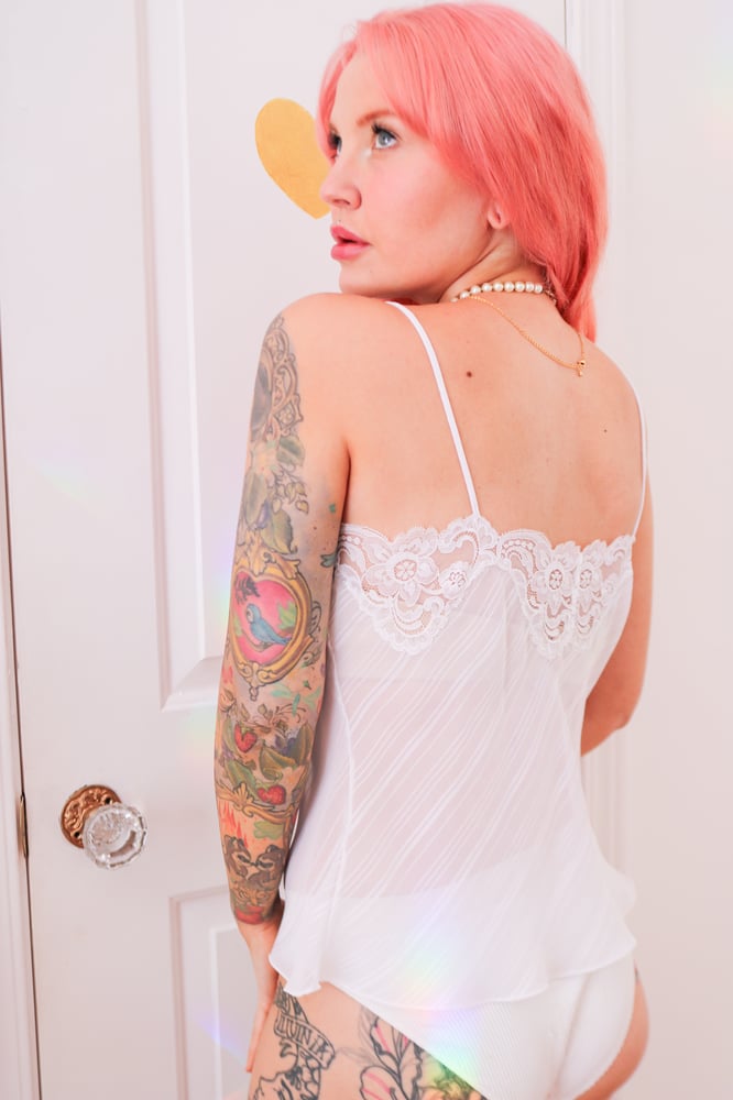 Image of Vintage Parisian Maid See-Through White Ethereal Top (Large)