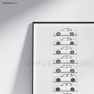 Subaru WRX Evolution Generations Poster