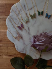 Image 1 of Crystal Butterfly Necklace (Gold)