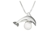 Dolphin Pendant with 8mm Fire and Snow Bead