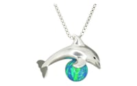 Dolphin Pendant with 8mm Peacock Bead