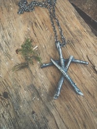 Image 4 of HAND CARVED sterling silver TWANA Witch pendant, necklace oxidized silver Darkwood, occult