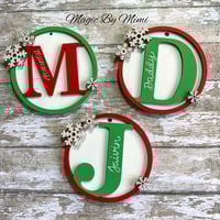 Image 4 of Initial Bauble with snowflakes