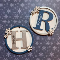 Image 5 of Initial Bauble with snowflakes