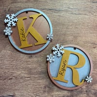 Image 10 of Initial Bauble with snowflakes