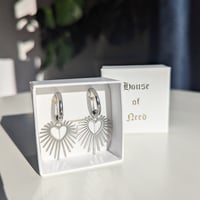 Image 2 of Heart Earrings in Gold or Silver