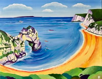 Swimming around Durdle Door print 