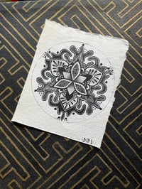 Image 1 of Small original mandala artwork on recycled cotton rag paper