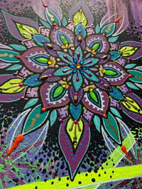 Image 2 of 8" x 8" original mandala painting on canvas board