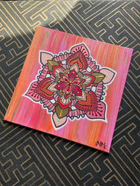 Image 1 of 8" x 8" original mandala artwork on canvas board