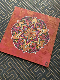 Image 1 of 8" x 8" original mandala artwork on silk canvas board