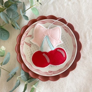 Image of Felt Cherry Decoration With Bow