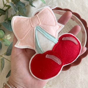 Image of Felt Cherry Decoration With Bow