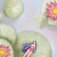 Image 2 of Lilypad Girl A5 art print 